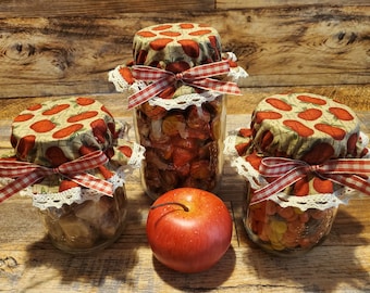Set of 3 Fall/Autumn/Harvest Mason Jar Bonnets/Toppers/Lid covers- APPLE/CRACKLE
