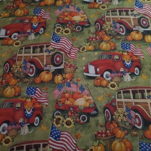 Autumn/Fall/Harvest Reversible Table Runner PATRIOTIC/RED TRUCK image 3