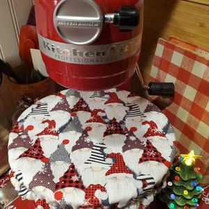 CHRISTMAS Kitchenaid "Christmas/Winter/Buffalo Check" GNOMES Bowl Cover/Mixer Cover