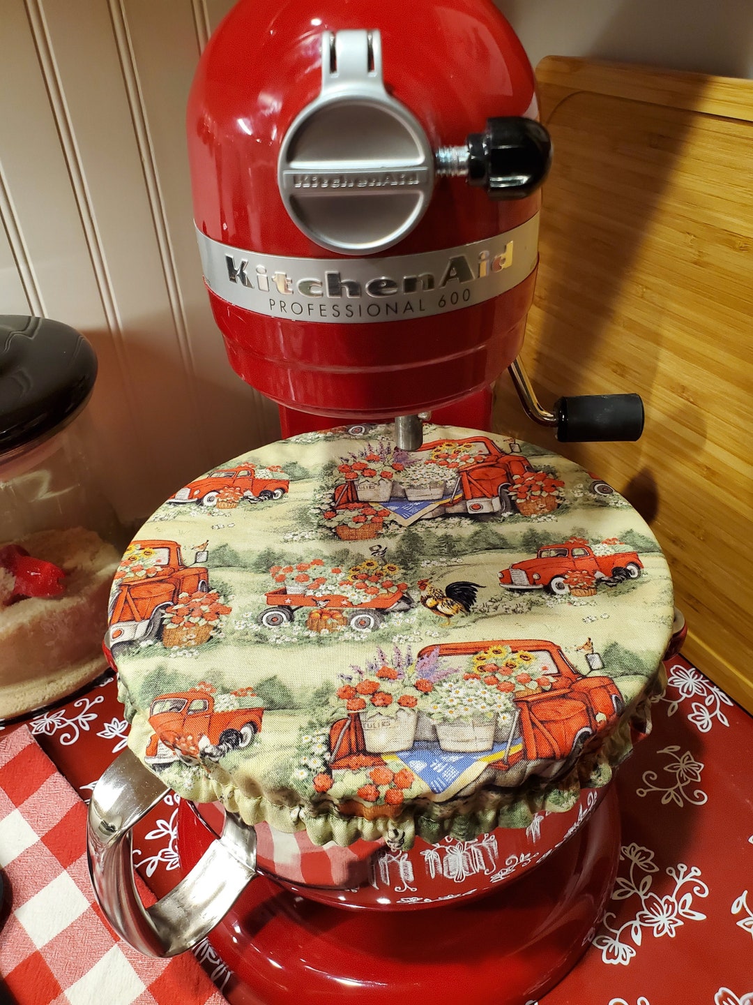 Kitchenaid Reversible Bowl Cover/mixer Cover RED Trucks/roosters