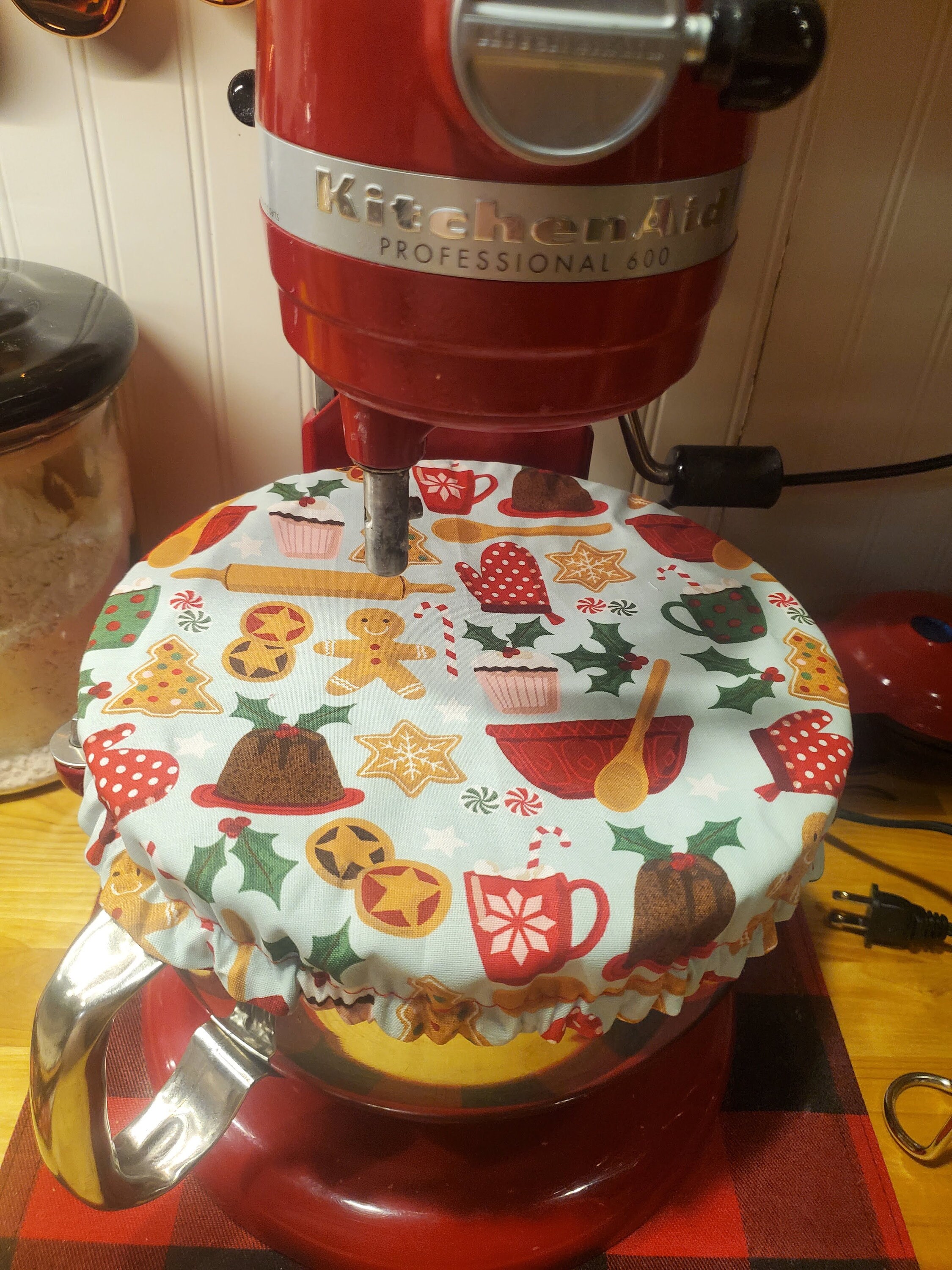 KitchenAid Stand Mixer Cover Red and Black Crochet Handmade