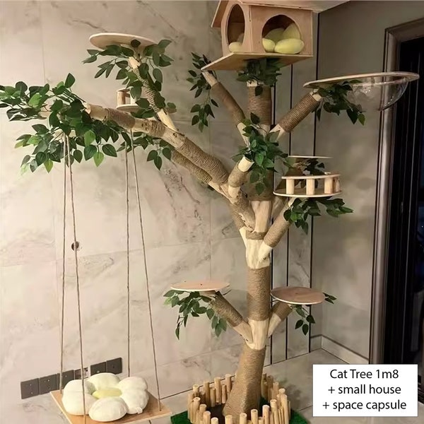 Driftwood Cat Tree For Cat Scratching Post Playground Furniture Cat Nest Climbing Cat Tree Unique Cat Gifts