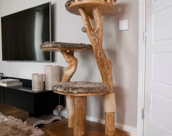 Driftwood Cat Tree For Cat Scratching Post Playground Furniture Cat Nest Climbing Custom Cat Tree Unique Cat Gifts