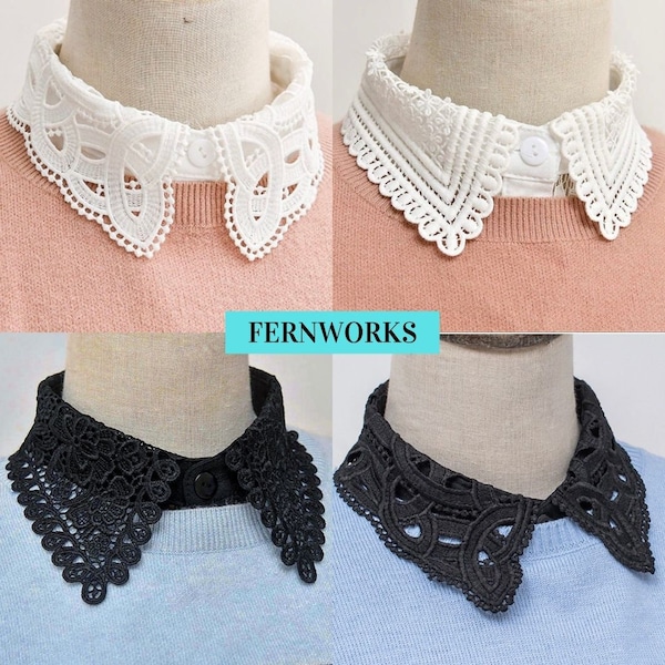 Premium Lace Pattern Fake Collar, False Cotton Collar Women Detachable Collar Female Decoration Shirt Blouse Top Accessories Sweater fashion