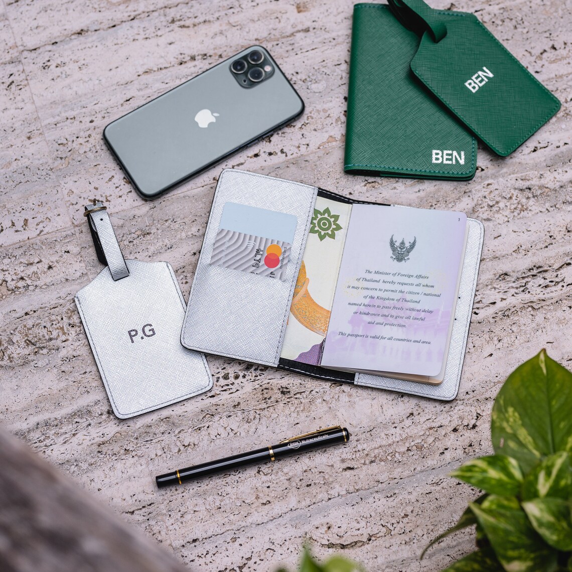 Monogrammed Luggage Tag & Passport Holder Gift Set Etsy