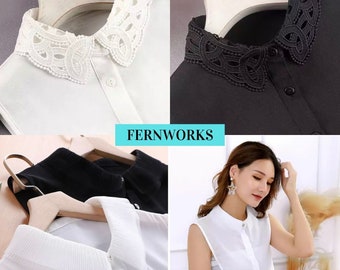 Cotton White & Black Fake Collar Hollow Shirt False Collar Ladies Detachable Collar Sweater Dress Decoration Top Accessories Women fashion