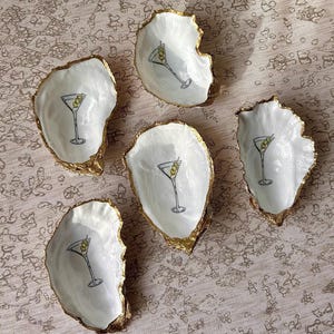 Oyster Shell Ring Dish - Martini White & Gold