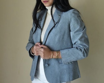 Baby Blue Suede Blazer