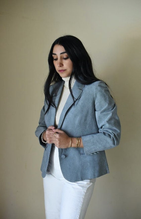 Baby Blue Suede Blazer