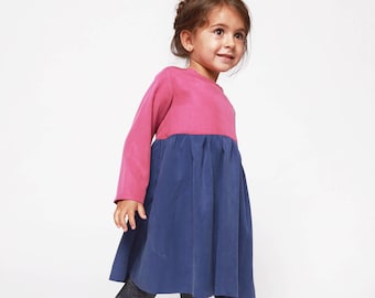 Super Sale.Dress Rothko I in blue and pink with pockets and  blue buttons at the back 100% tencel. (Before 60 euros)