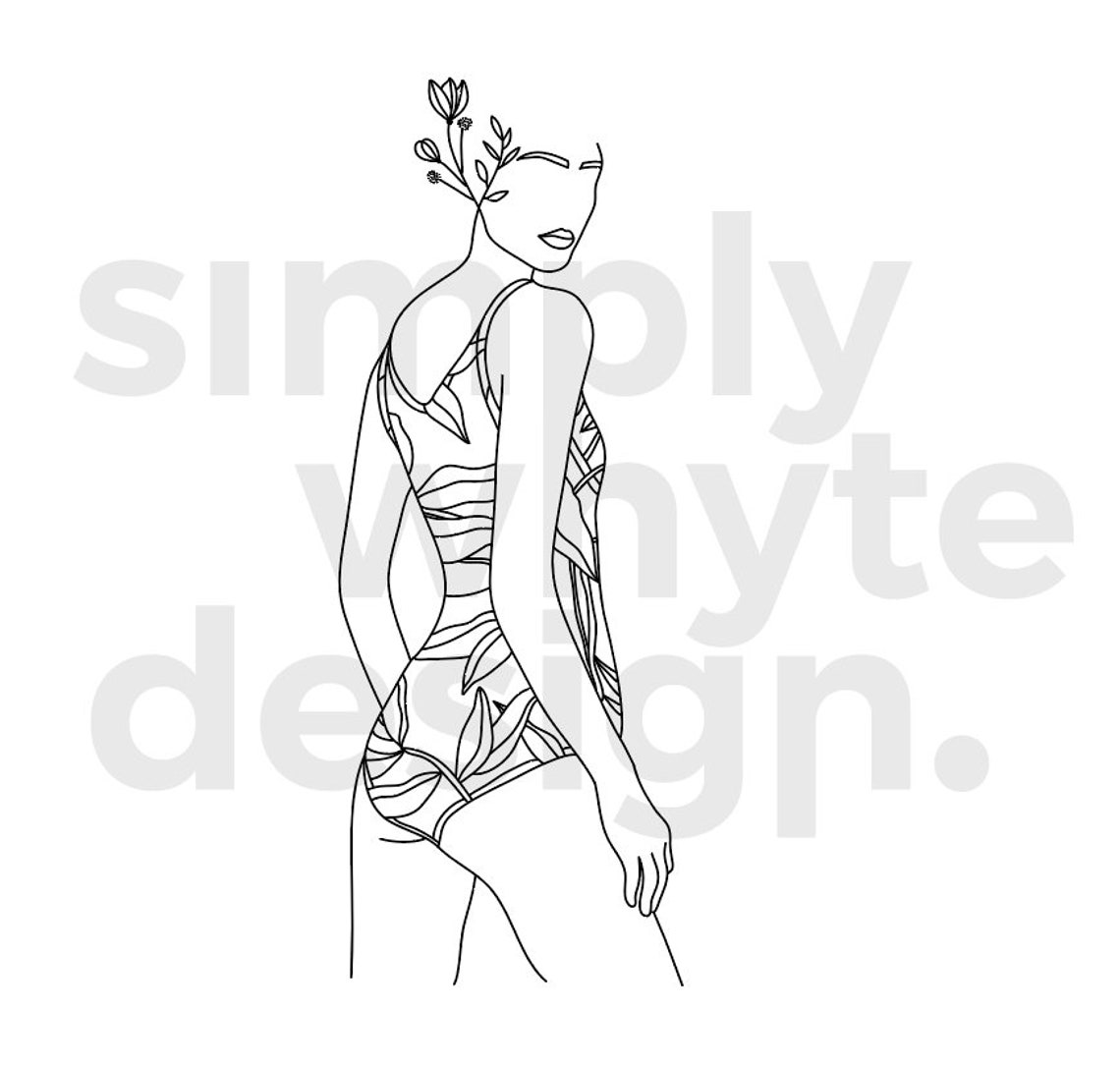 Woman line art clipart Digital Vector Illustration eps | Etsy