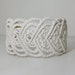 Macrame Beige Bracelet Golden Beads Handmade Large Lightweight Wide Wrist Bracelet Cuff Jewelry Recycled Cotton Thread Simple Minimalist