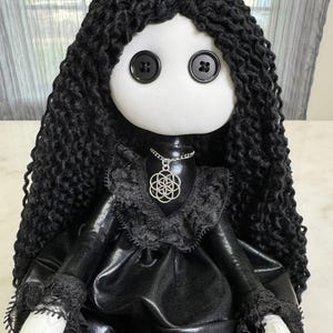 Goth Doll – Creepy Handmade OOAK Rag Doll for Halloween Decor – Horror Collectible Art Toy – Black  Spooky Gift