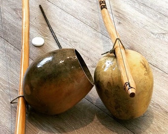 Authentic Brazilian Berimbau - Musical Instrument of Capoeira - Complete with Caxixi Baqueta and Pedra