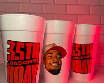 Custom Styrofoam Cups for Events – Personalized Party Cups with Text or Logo – Wedding, Bachelorette, Birthday, Baby Shower Cups