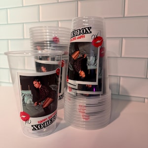 Custom Birthday Girl Party Cups – 16oz Clear Plastic Cups with Your Uploaded Photo – 90s/2000s Aesthetic Party Favors image 12