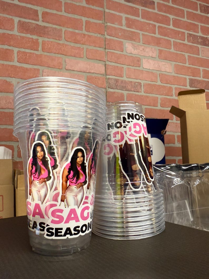 Custom Birthday Girl Party Cups – 16oz Clear Plastic Cups with Your Uploaded Photo – 90s/2000s Aesthetic Party Favors image 8