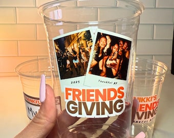 Custom Friendsgiving Cups – Personalized Photo or Text Cups, Thanksgiving Party Favors, Coffee or Cocktail Drinkware, Fall Aesthetic Decor