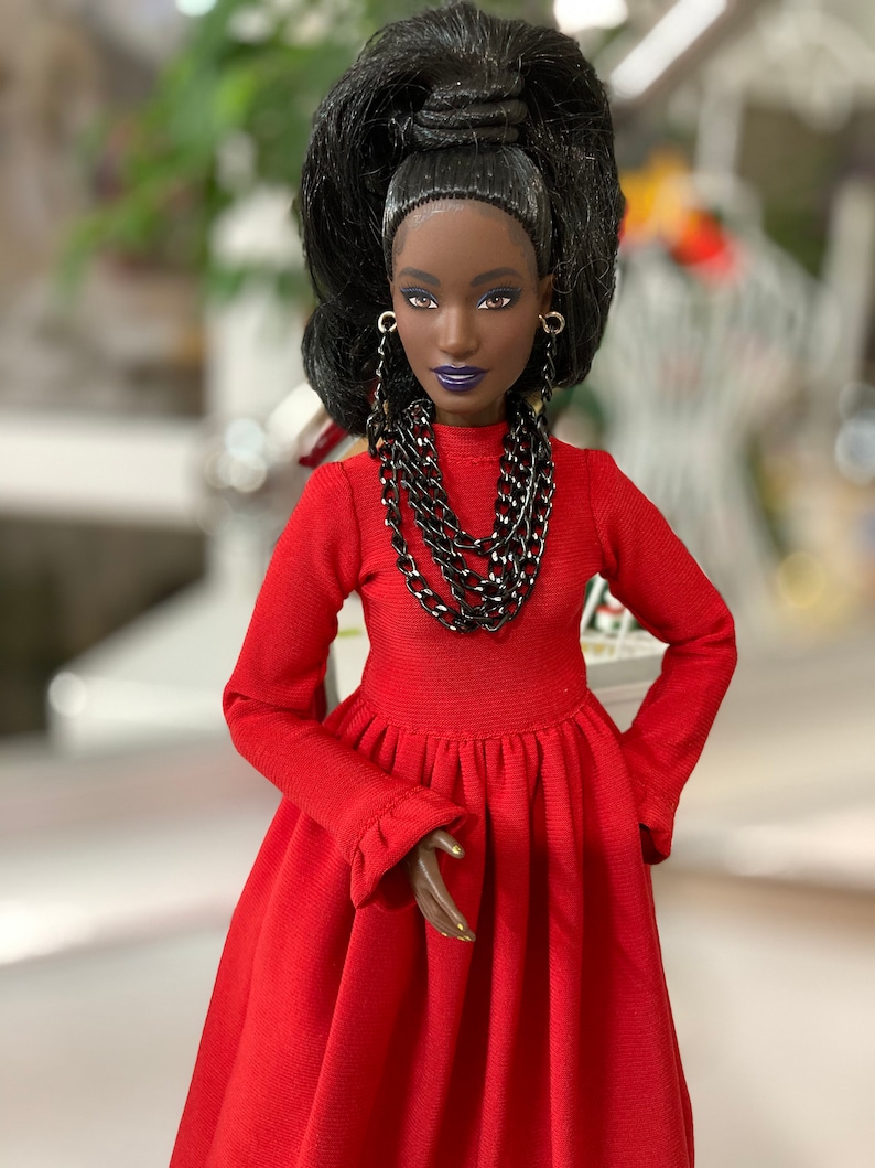 Red Long Dress for Curvy Barbie Doll - Etsy