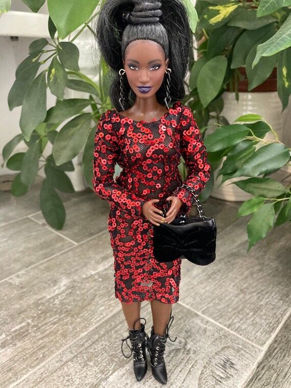 Red Sequinned Dress for Curvy Barbie 