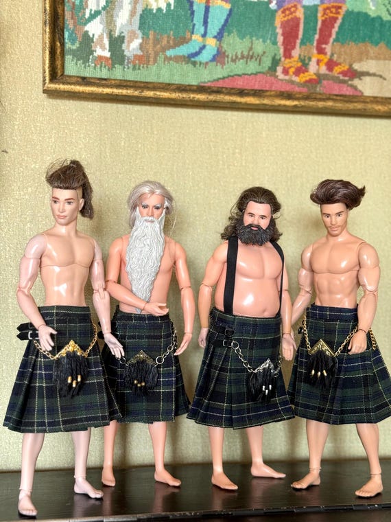 Kilt, Scarf, Bag & Socks Set (for 1/6 Scale Doll)