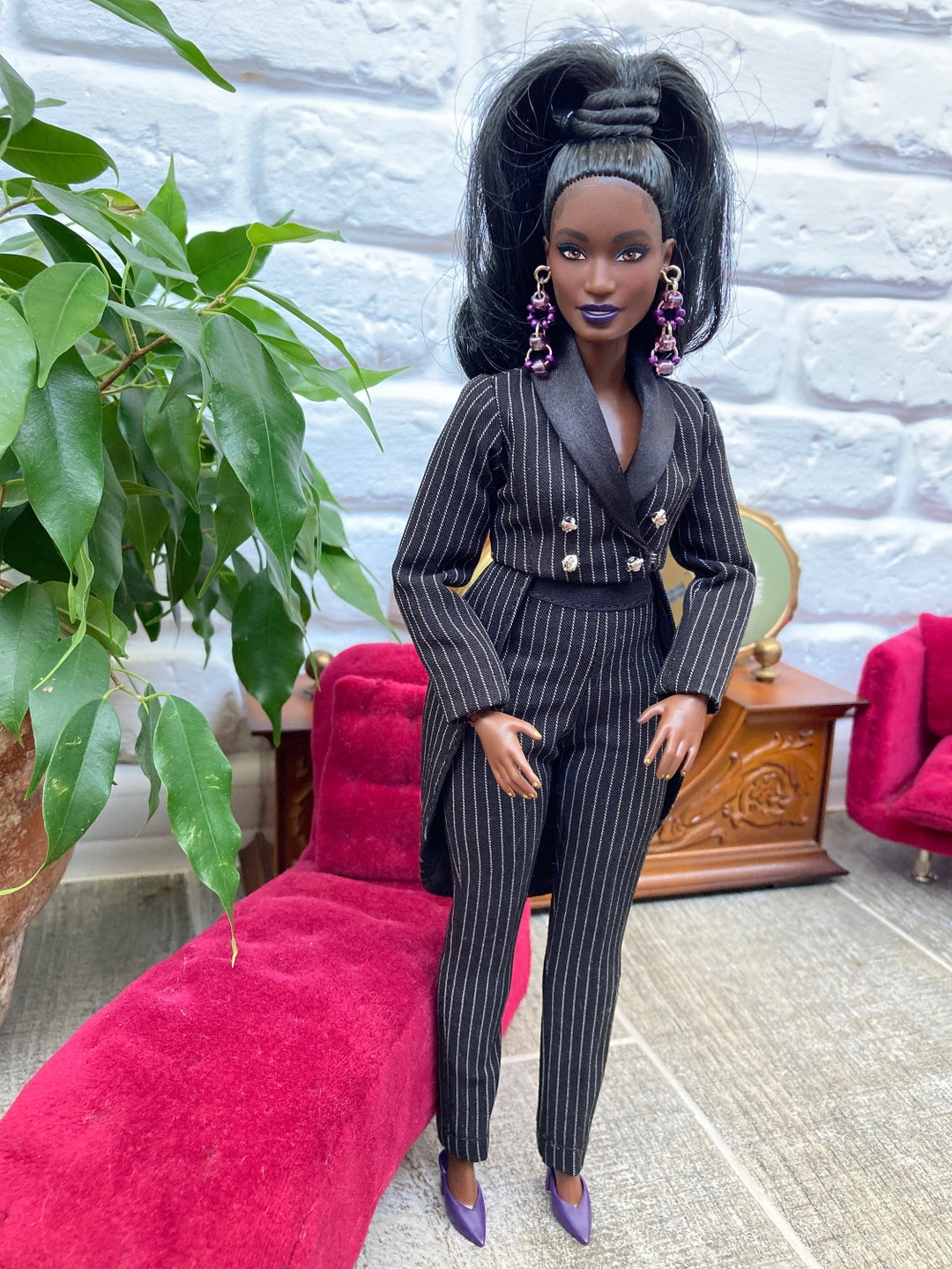 Black Tailcoat and Pants for Curvy Barbie Doll 