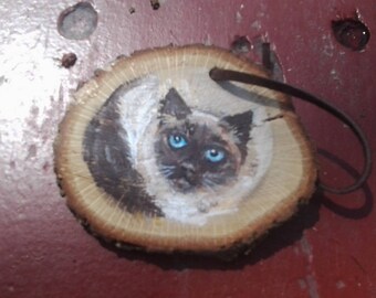 Custom Painted Cat Portrait, Himalayan, Siamese, Memorial Ornament from your photo