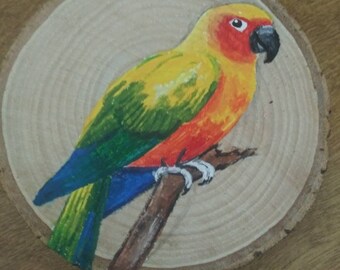 Sun Conure, Parrot, Memorial Hand Painted Custom Ornament