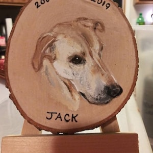 Memorial Wood Slice Dog Portrait With Easel