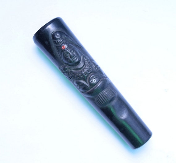 Shiva Chillum Clay Chillum Black Chillum Smoking Pipe Etsy