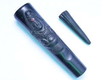 Shiva Chillum, Clay Chillum Smoking Pipe, Handmade Black Clay Chillum, Indian Chillum Pipe, Tobacco Clay Chillum, Traditional Clay Chillum