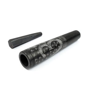 OM Stein Chillum, Marmor Chillum, Schwarzer Stein Chillum, Baba Chillum, Indisches Chillum, Handgemachtes Chillum, Raucher Chillum, Pfeife