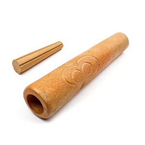 Handmade Clay Chillum: OM Carved Tobacco Pipe, 4 Inch