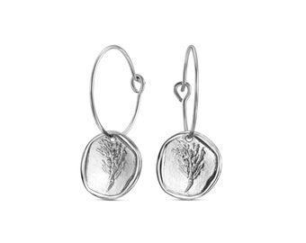 Silver Barley coin earrings