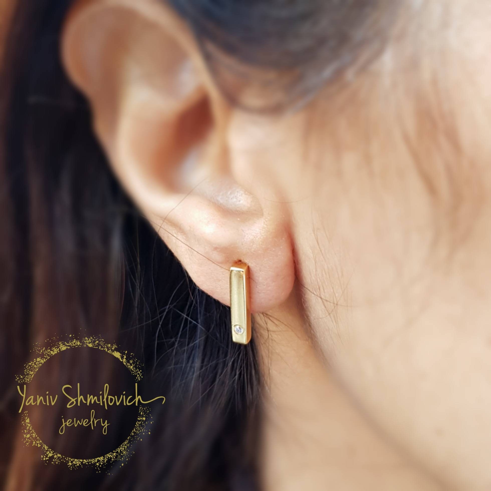 Gold Bar Earrings - Etsy