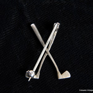 Sterling Silver crossed golf clubs brooch