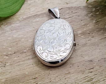 pendentif casier de style victorien en argent sterling 925 massif gravé vintage/feuille