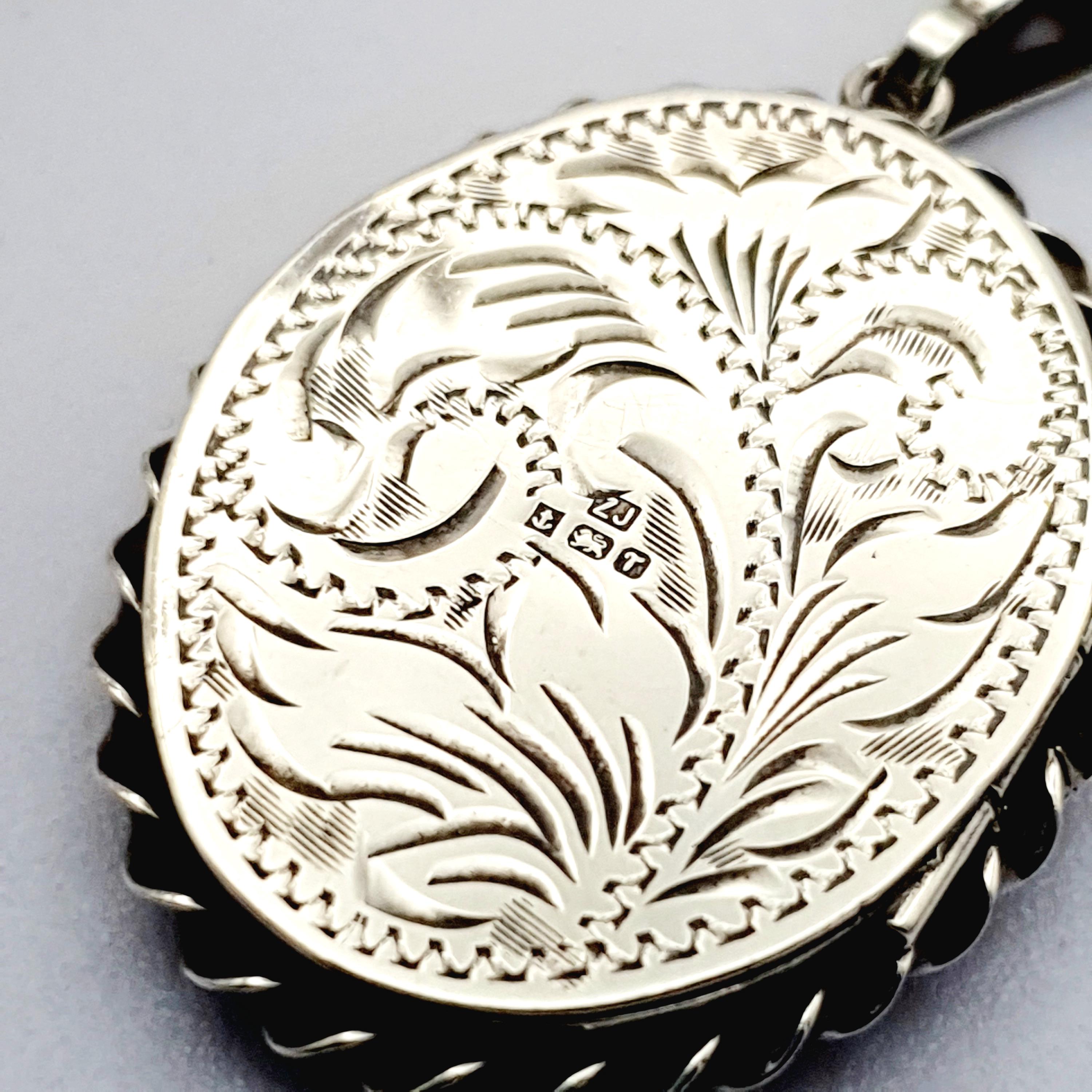 Vintage Etched Sterling Silver Locket Pendant: Victorian