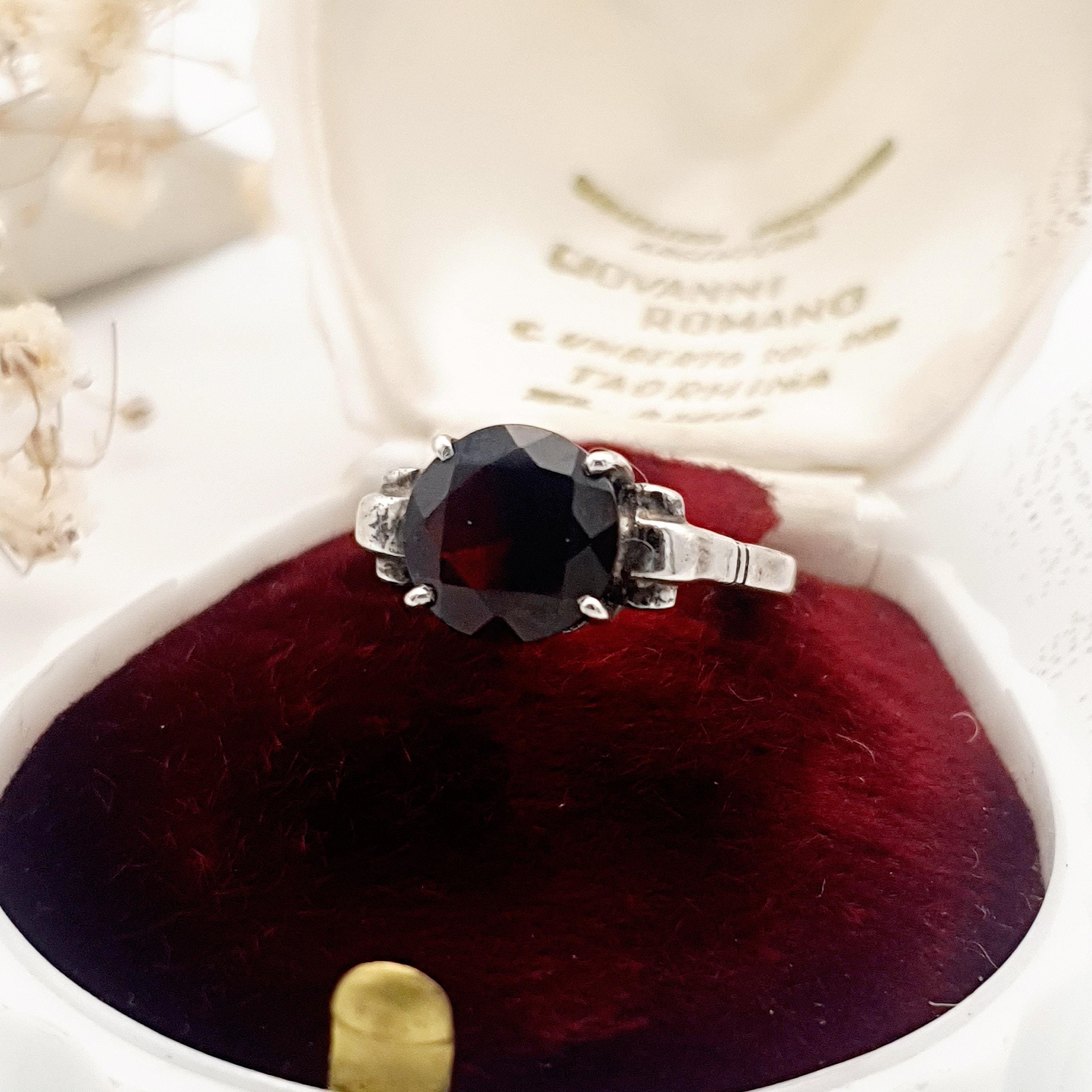 Bague Victorienne En Argent Avec Grenats Et Marcassites - Taille 54, Occasion