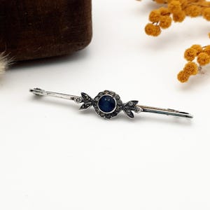 Art Deco Sterling Silver Paste Brooch: Antique Foliate Bar Pin