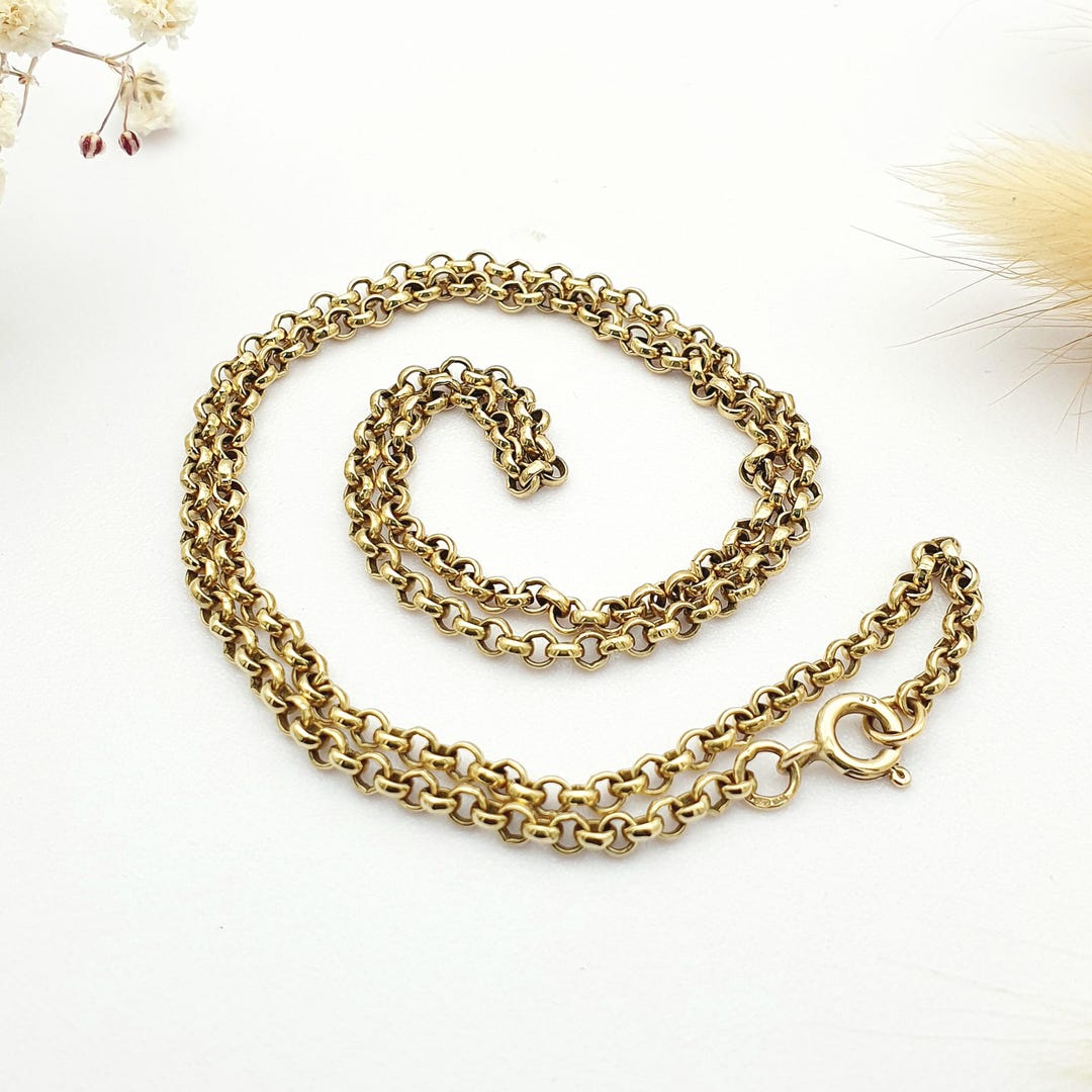 Vintage Solid 9ct Gold Yellow 375 Thick Rolo Belcher Links Chain 18 ...