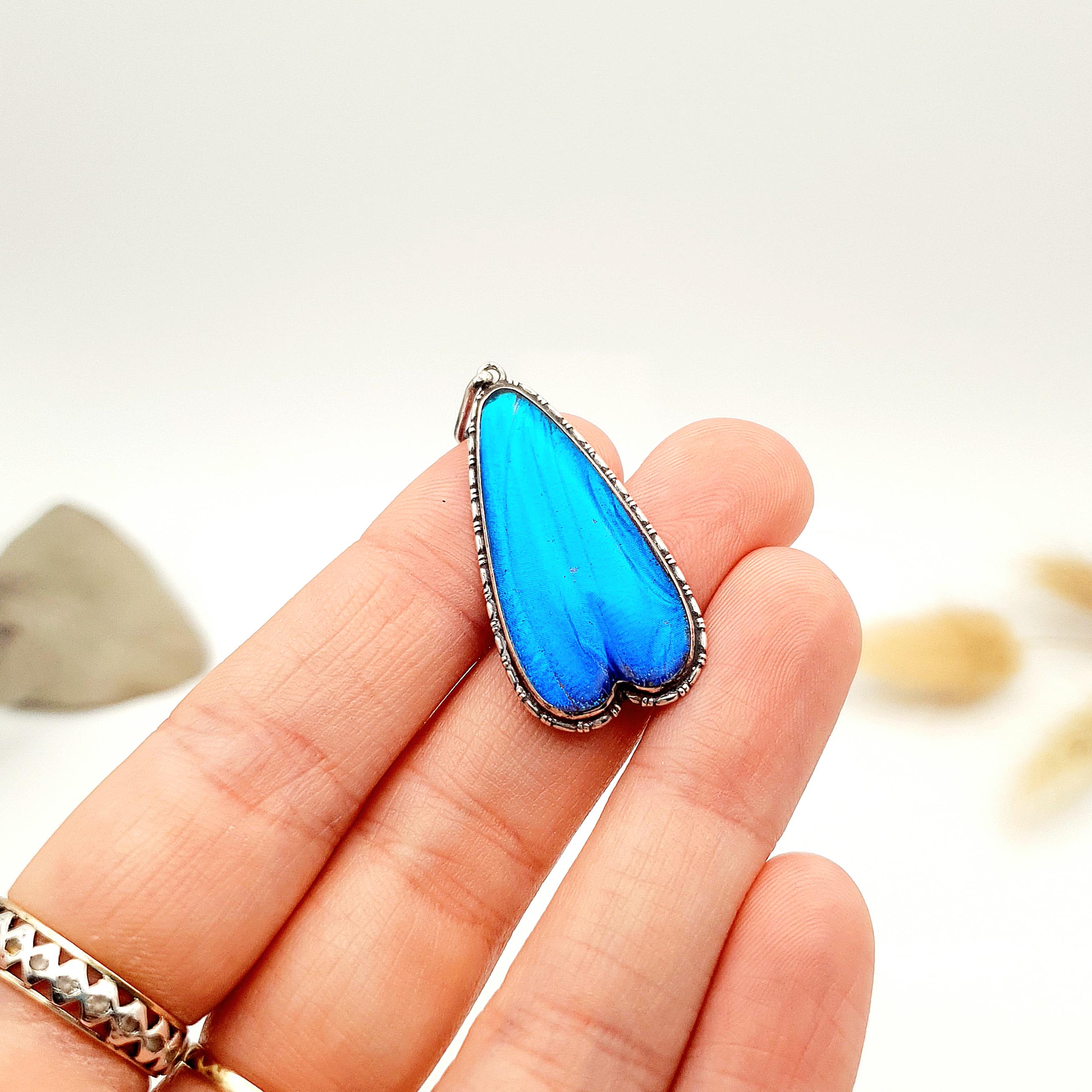 Pendentif Ancien Ailes De Papillon En Argent Massif - Bijou Vintage - Occasion