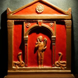 Harpocrates Relief, Harpocrates Naiskos, Harpocrates Lararium, Horus the child,Isis , Serapis, Osiris, Harpocrates statue.
