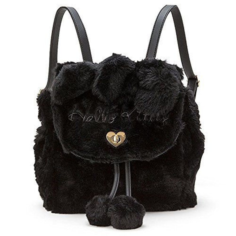 Hello Kitty Fake fur Backpack Black SANRIO from Japan KAWAII