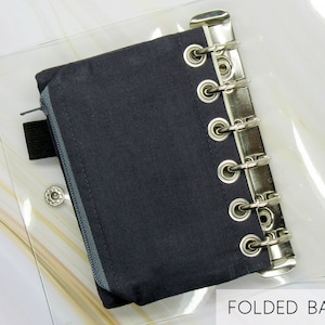 Zipper Pouch Support de carte de crédit pour Filofax Malden Pocket Iris Taille Pocket, 3 ou 6 bagues, FEAT01 R16 Gris foncé image 4