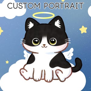 Retrato conmemorativo personalizado para mascota, dibujo digital personalizado de perro o gato, regalo de recuerdo para el dueño, foto de pérdida de animal, POR10103
