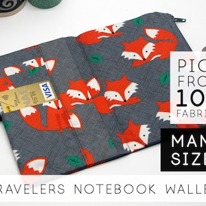 Pasta com zíper, carteira, inserção para caderno de viagem, feito à mão, caderno em branco, diário | Pessoal A6, Fox Foxy Orange (V)
