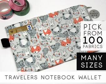 Travelers Notebook Wallet Insert | Field Notes, Pocket, Passport | FEAT01 | Animal Faces (V)