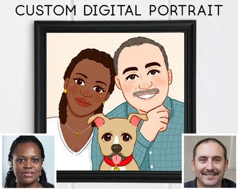Couple Drawing Cartoon | Cute Pet Portraits | Couple Digital Drawing | Custom Portrait From Photo | FEAT01 | Cartoon Portrait