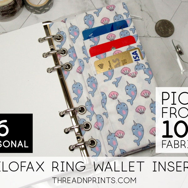 Envelope Wallet Insert for Filofax Monthly Planner 2022 | Size A6 Personal, 3 or 6 Rings, FEAT01 R09 Blue Narwhal